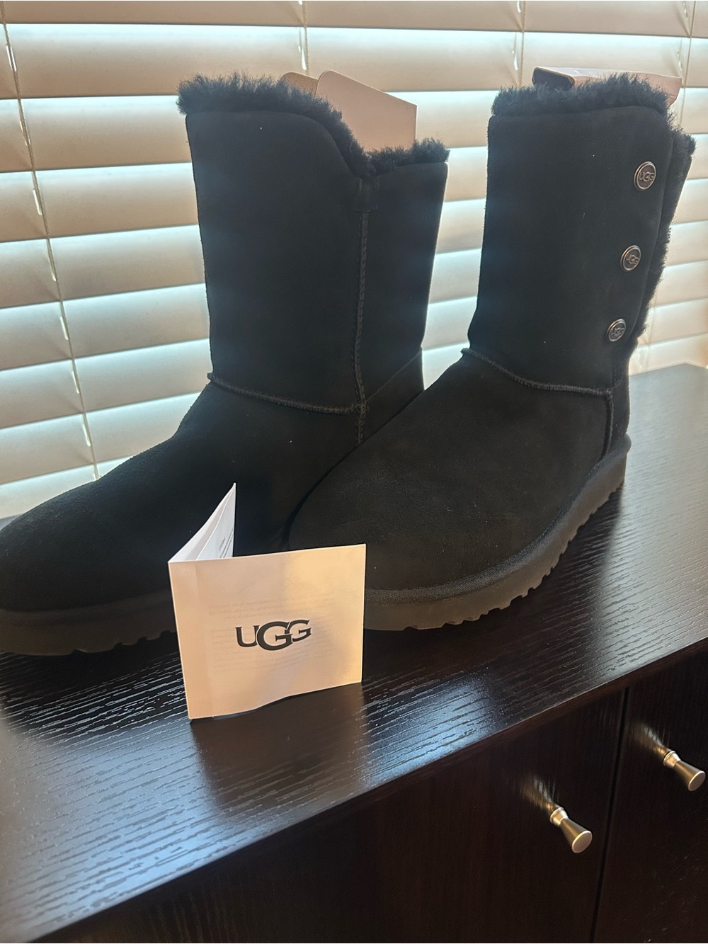 UGG Black Short Button-Side Suede Boots